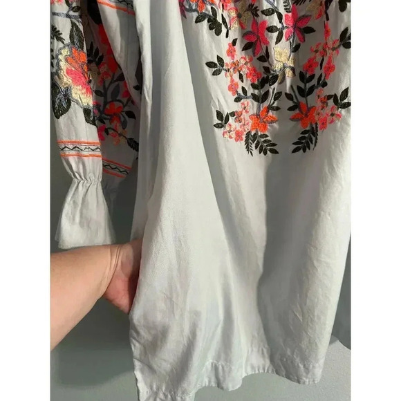 Free People Fleur Du Jour Embroidered Off Shoulder Dress Boho Floral M - Picture 11 of 16
